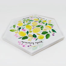 Load image into Gallery viewer, Lemons Hand Painted Hexagon Serving Tray - rangreli
