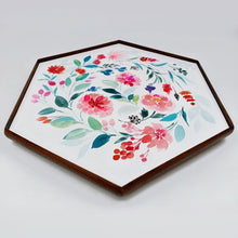 Load image into Gallery viewer, Flowers Hand Painted Hexagon Serving Tray
