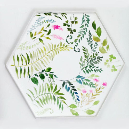 Ferns Hand Painted Serving Tray - rangreliart