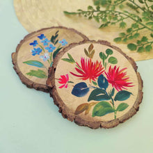 Load image into Gallery viewer, Set of 2 Bark Coasters - Floral Set 2

