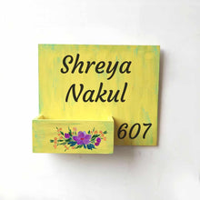 Load image into Gallery viewer, Handpainted Customized Planter Name plate -   Purple Flowers
