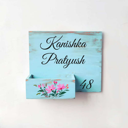 Handpainted Customized Planter Name plate -   Pastel Pink Flowers - rangreli