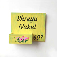 Load image into Gallery viewer, Handpainted Customized Planter Name plate -   Pastel Pink Flowers
