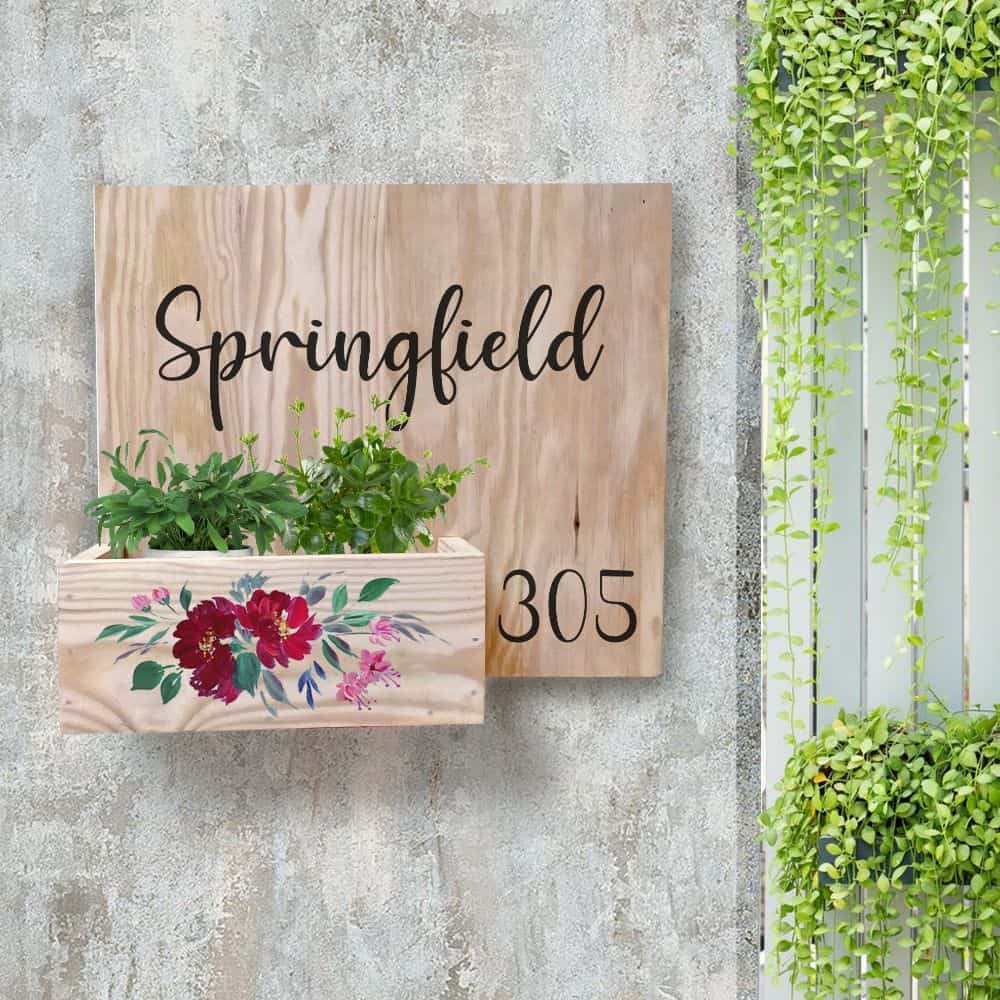Handpainted Customized Planter Name plate - Red Flowers