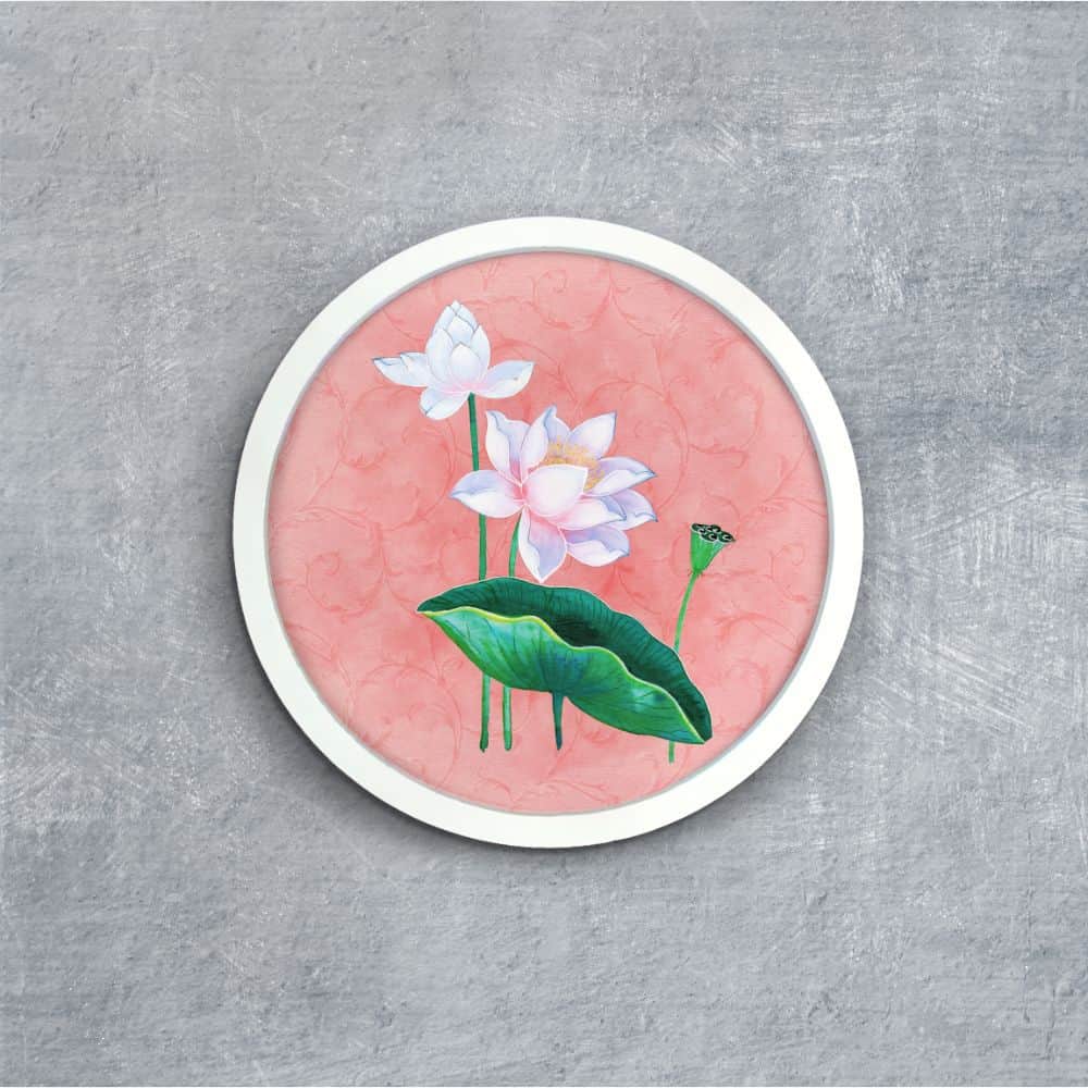 Lotus Pink Pichwai Style Wall Art Frames - rangreli