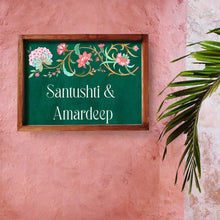Load image into Gallery viewer, Printed Framed Name plate -  Veli - orange and green
