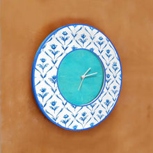 Load image into Gallery viewer, Modern Artistic Wall clock - blue monochrome roses

