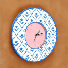 Load image into Gallery viewer, Modern Artistic Wall clock - blue monochrome roses

