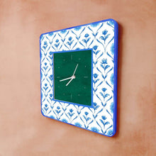 Load image into Gallery viewer, Modern Artistic Wall clock - blue monochrome roses
