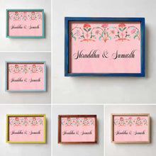Load image into Gallery viewer, Printed Framed Name plate -  Veli - pink and green
