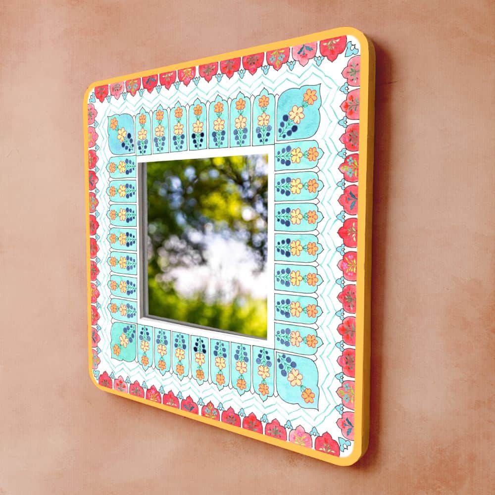 Decorative Designer Mirror - teal and red