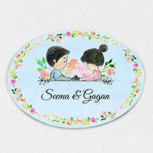 Load image into Gallery viewer, Handpainted Customized Name Plate - Cute Couple Name Plate
