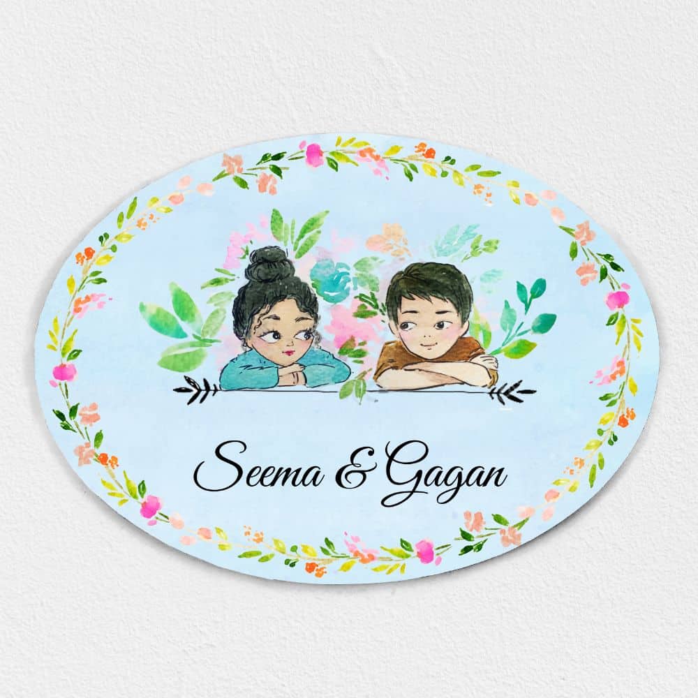 Handpainted Customized Name Plate - Together Couple Name Plate - rangreli