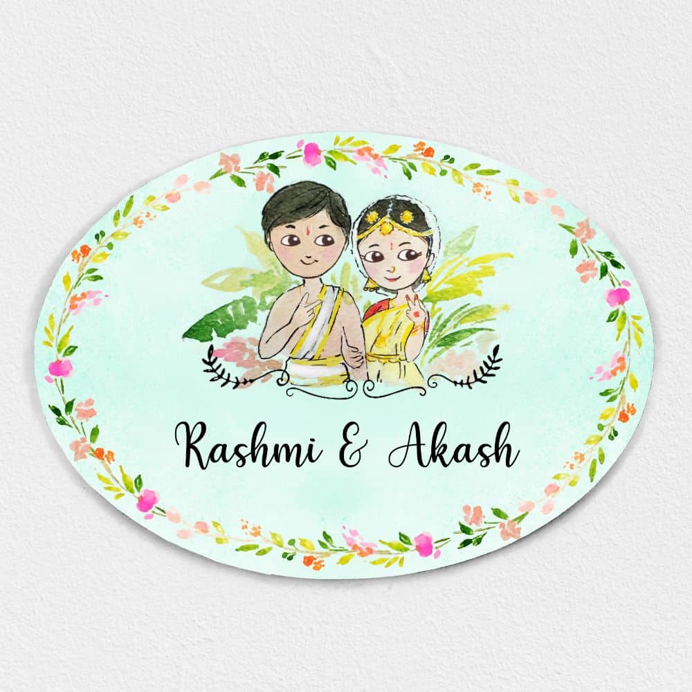 Handpainted Customized Name Plate - Wedding Couple Name Plate - rangreli