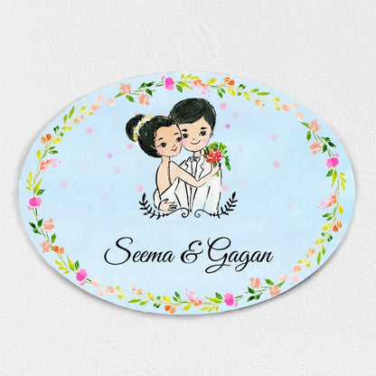 Handpainted Customized Name Plate - Blessed Couple Name Plate - rangreli