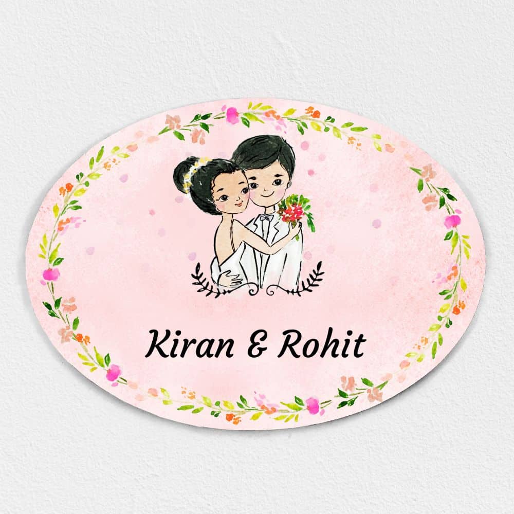 Handpainted Customized Name Plate - Blessed Couple Name Plate - rangreli