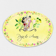 Load image into Gallery viewer, Handpainted Customized Name plate - Happy Couple Character
