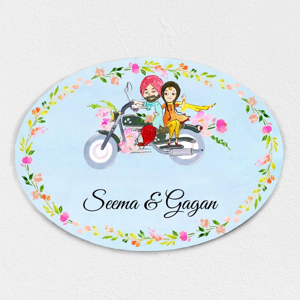 Handpainted Customized Name Plate - Lovely Couple Name Plate - rangreli