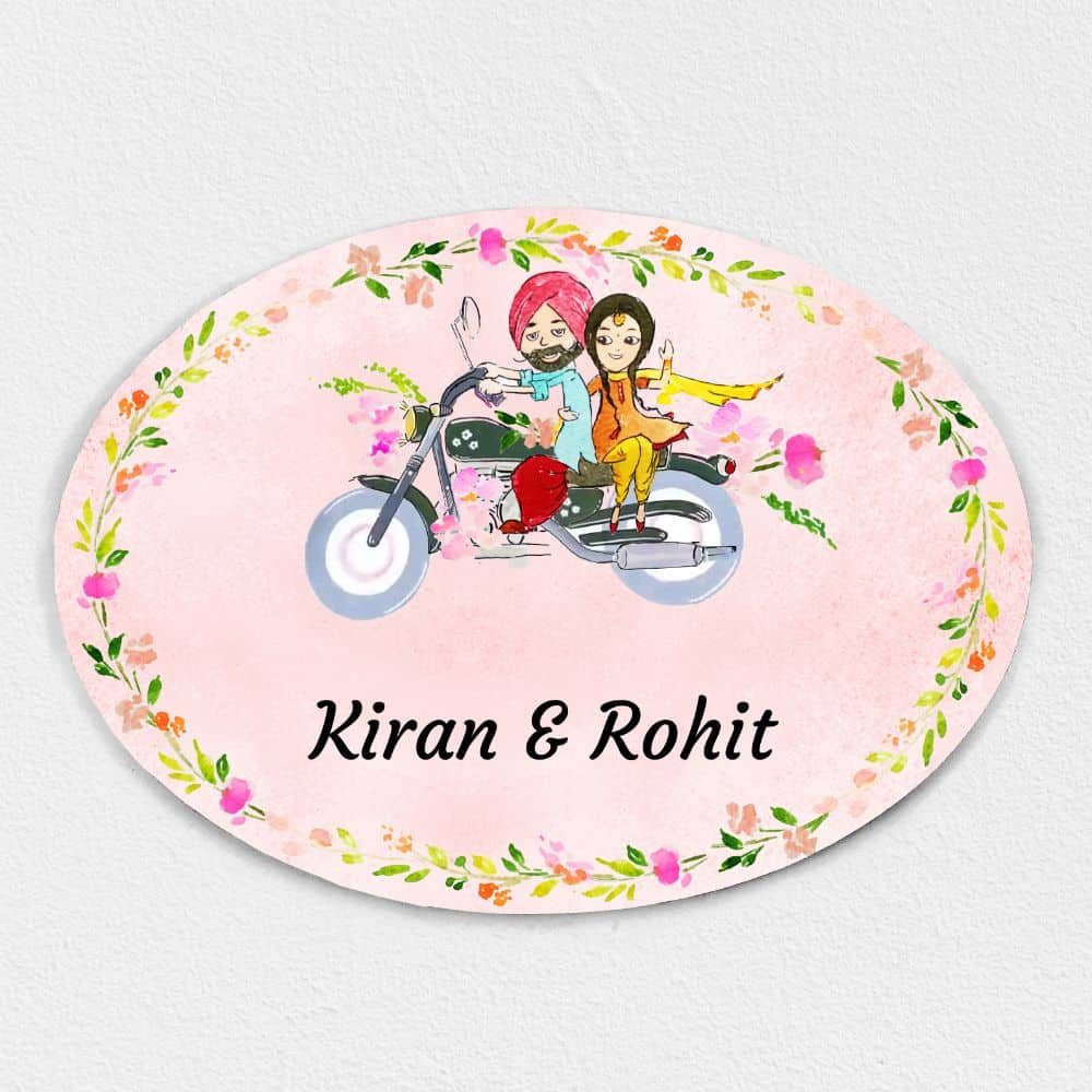 Handpainted Customized Name Plate - Lovely Couple Name Plate - rangreli