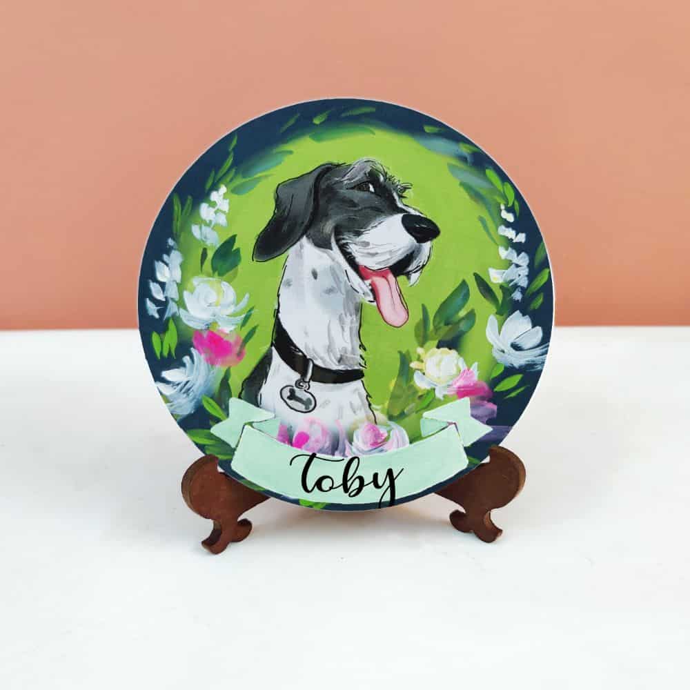 Handpainted Character Table Art - Laughing Dog