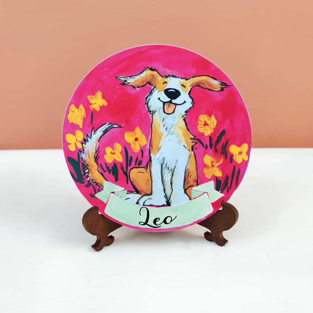 Handpainted Character Table Art -Indie Dog