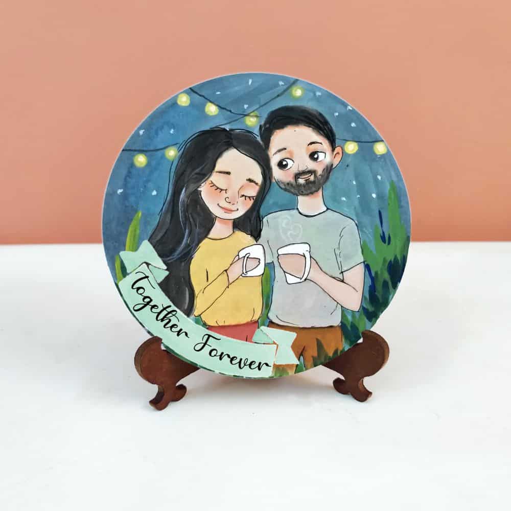 Handpainted Character Table Art - Coffee Couple