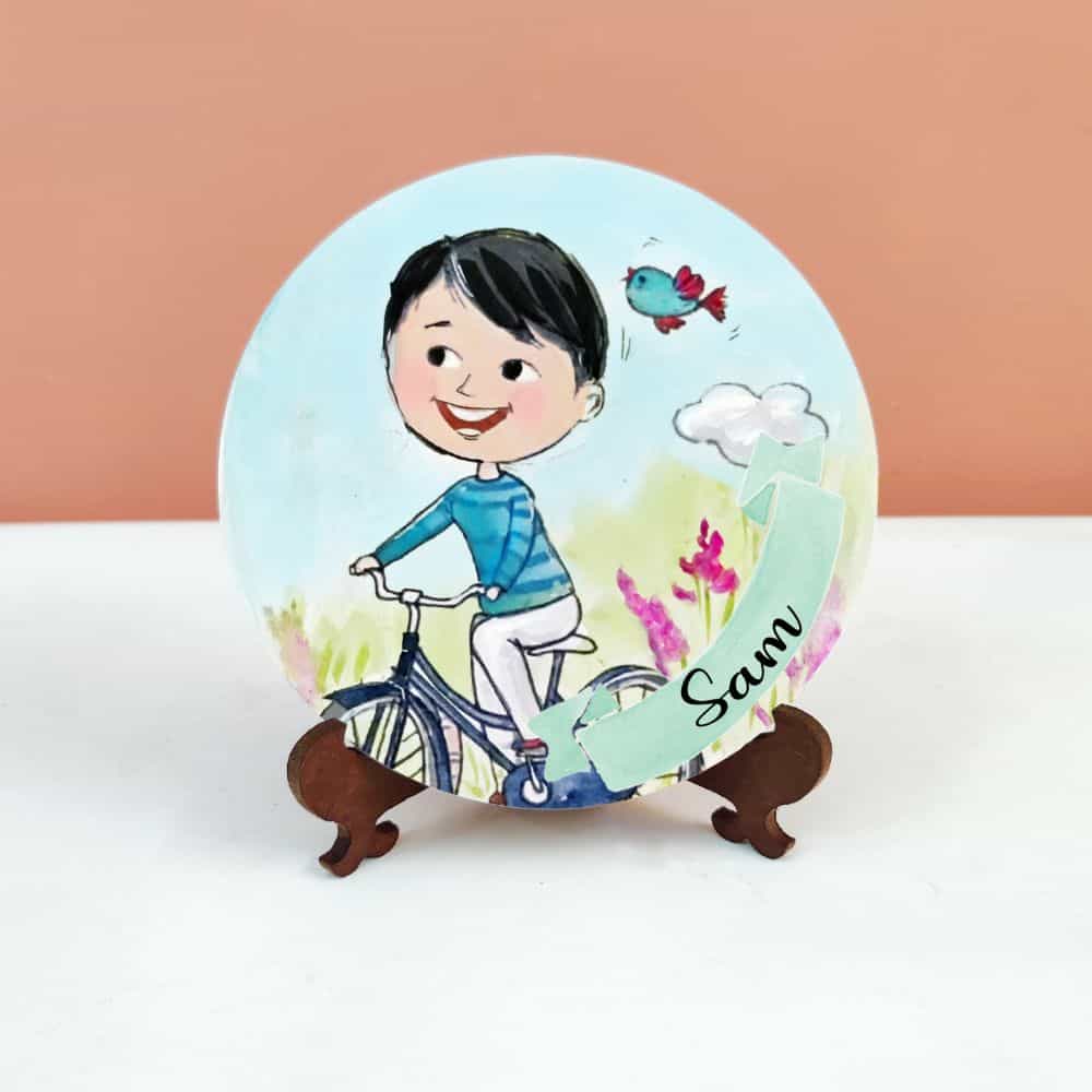 Handpainted Character Table Art - Cycle Boy