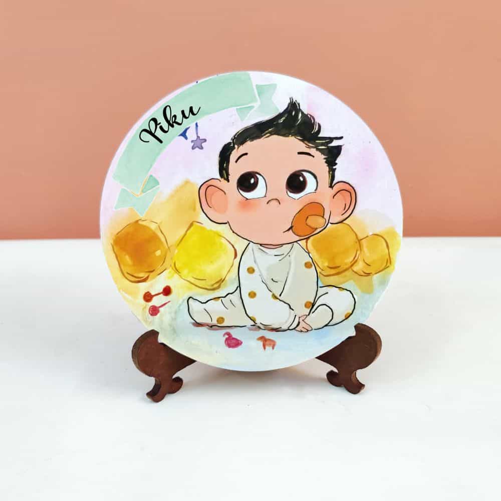 Handpainted Character Table Art - Thinking Baby