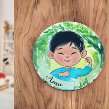 Load image into Gallery viewer, Handpainted Character Table Art - Kid showing off
