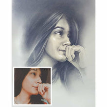 Load image into Gallery viewer, Black and White Hand painted Portrait - Style 1
