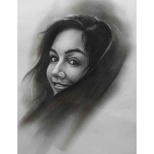 Load image into Gallery viewer, Black and White Hand painted Portrait - Style 2
