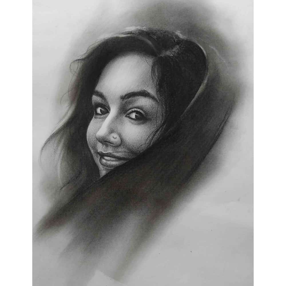 Black and White Hand painted Portrait - Style 2