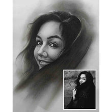 Load image into Gallery viewer, Black and White Hand painted Portrait - Style 2
