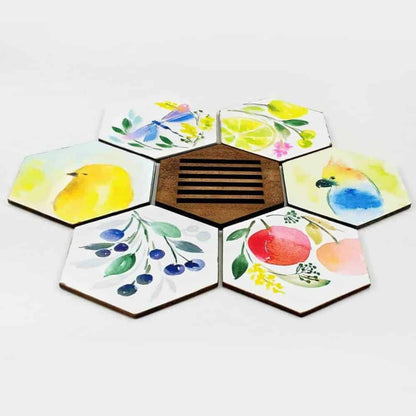 Set of 6 Hand Painted Coasters - 4 - rangreli