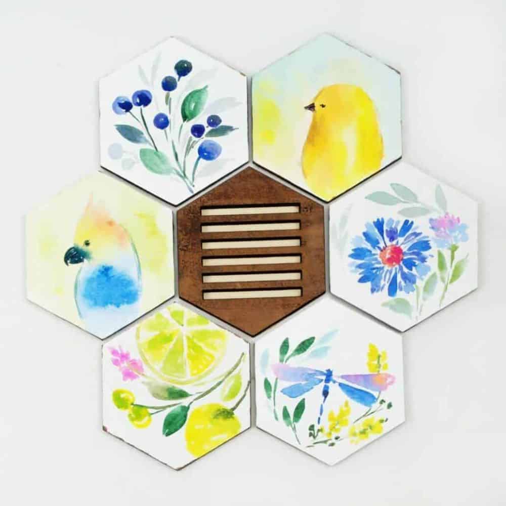 Set of 6 Hand Painted Coasters - 7