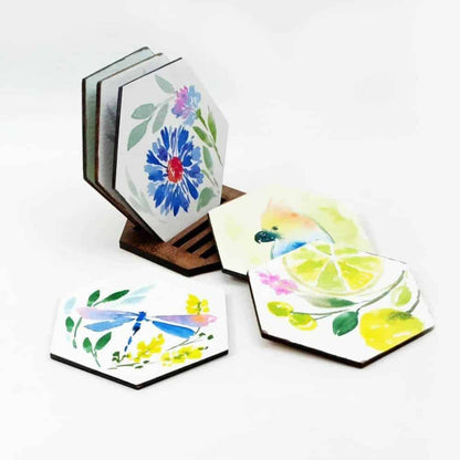 Set of 6 Hand Painted Coasters - 7 - rangreli