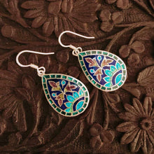 Load image into Gallery viewer, Silver Meenakari Earrings - Floral
