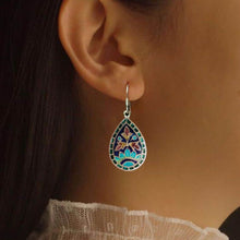 Load image into Gallery viewer, Silver Meenakari Earrings - Floral
