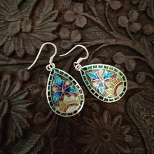 Load image into Gallery viewer, Silver Meenakari Earrings - Floral
