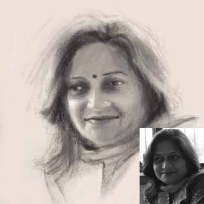 Pencil Sketch Digital Portrait - Black and white - rangreli