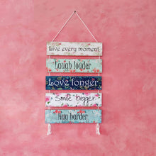 Load image into Gallery viewer, Wall Art - Quote Wall Hanging Planks - Live Every Moment
