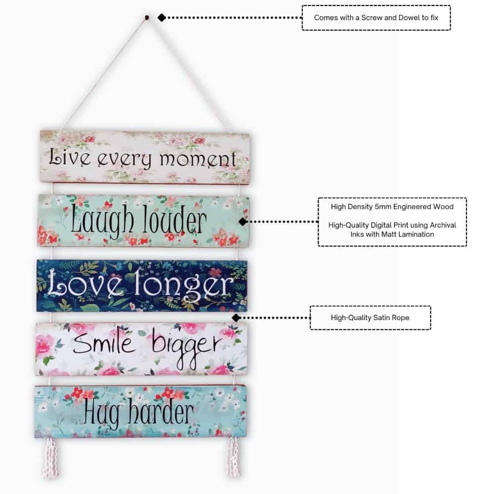 Wall Art - Quote Wall Hanging Planks - Live Every Moment - rangreli