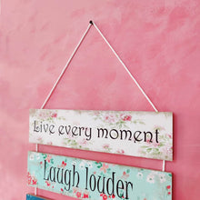 Load image into Gallery viewer, Wall Art - Quote Wall Hanging Planks - Live Every Moment
