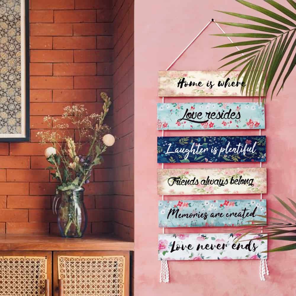 Wall Art - Quote Wall Hanging Planks - Home is where love resides - rangreli
