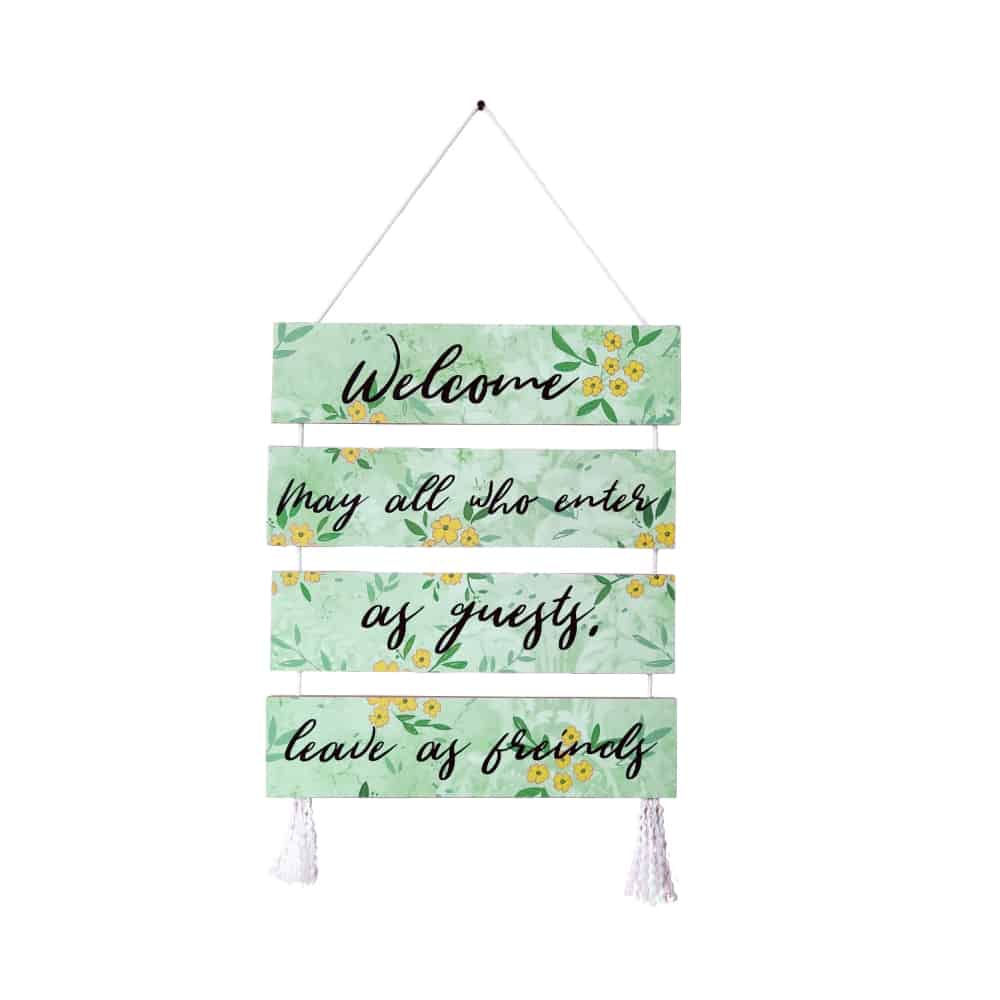 Wall Art - Quote Wall Hanging Planks - Welcome Guests - rangreli