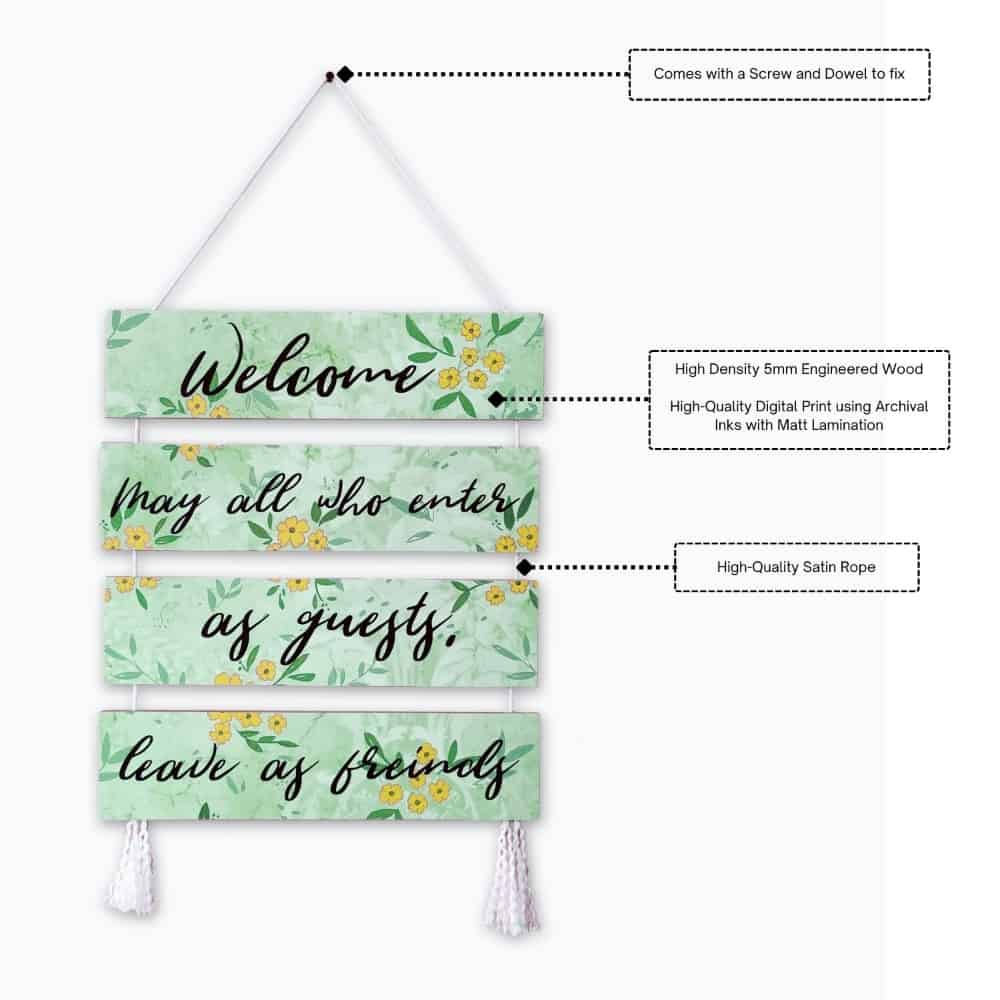 Wall Art - Quote Wall Hanging Planks - Welcome Guests - rangreli