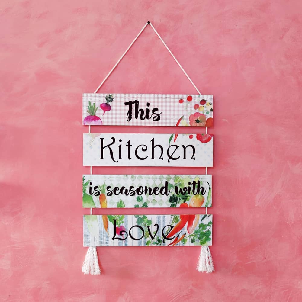Wall Art - Quote Wall Hanging Planks - Kitchen Love - rangreli