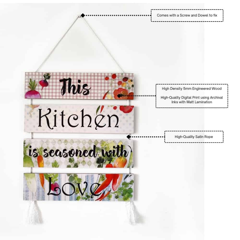Wall Art - Quote Wall Hanging Planks - Kitchen Love - rangreli