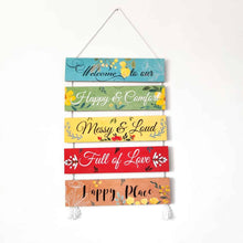 Load image into Gallery viewer, Wall Art - Quote Wall Hanging Planks - Welcome to Happy Place
