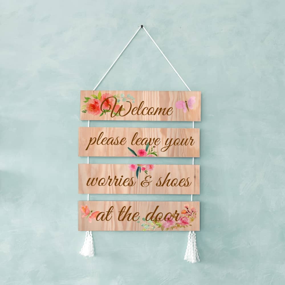 Wall Art - Quote Wall Hanging Planks - Welcome at the door - rangreli